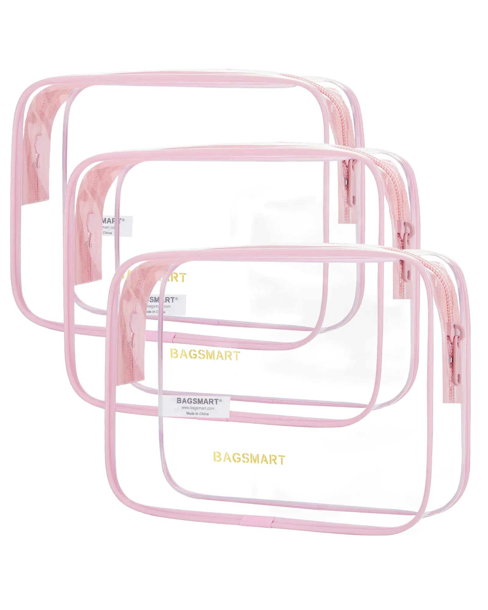 BAGSMART Clear Toiletry Bag, 3 Pack TSA Approved Travel Carry on Accessories Bag Quart