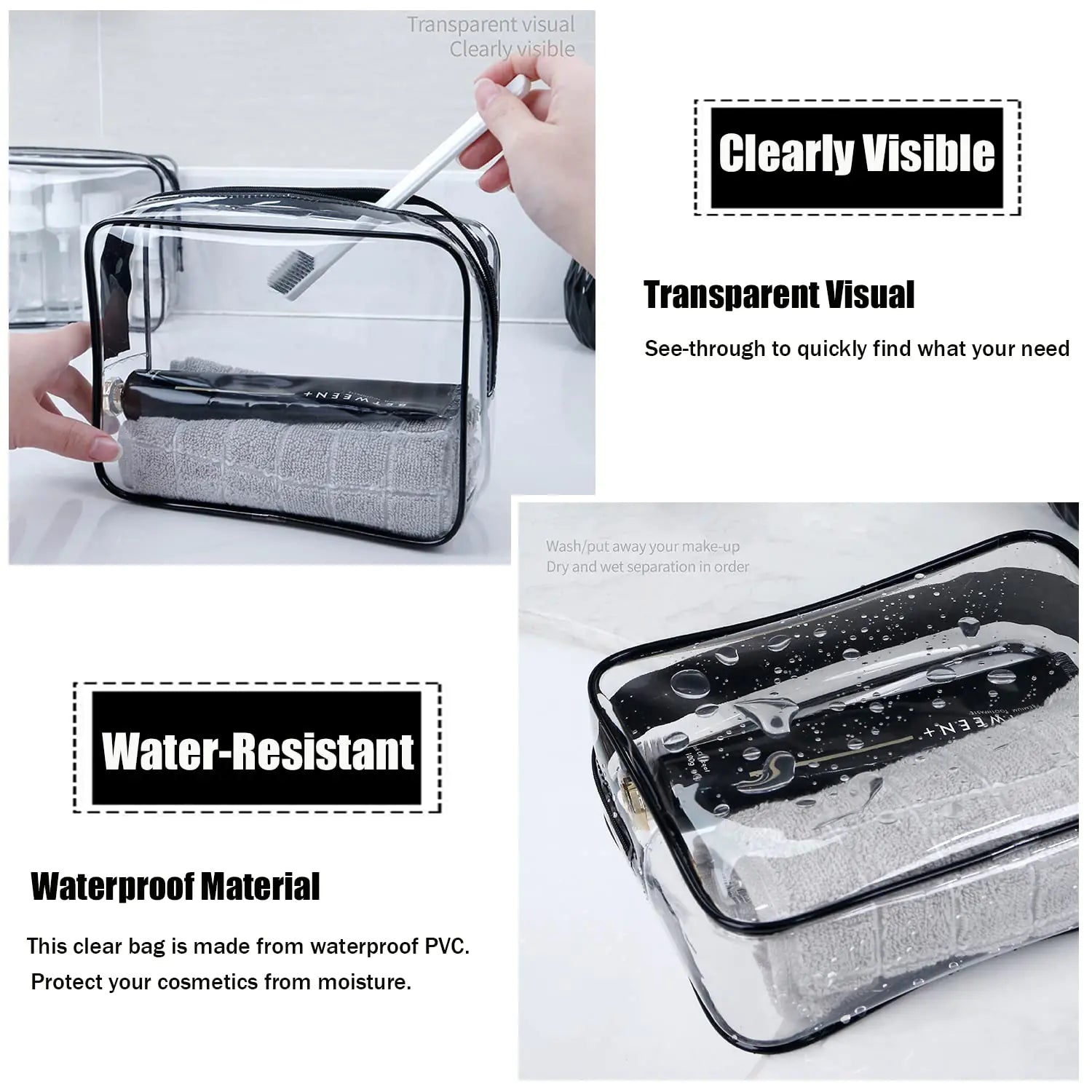 MODENGKONGJIAN TSA Approved Toiletry Bag – 3 Pcs Travel Set
