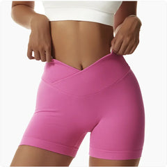 High-Waist Elastic Yoga Shorts with Peach-Lift Design