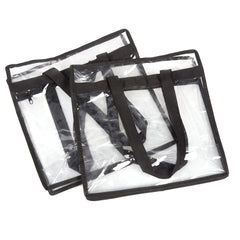 2x Clear PVC Tote Bag Women Large Transparent Handbag Zip Purse Stadium Security