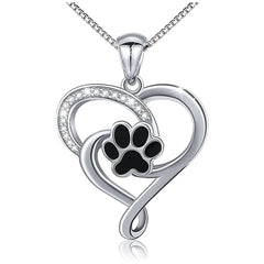 Dog Footprints Heart Necklace