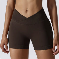 High-Waist Elastic Yoga Shorts with Peach-Lift Design