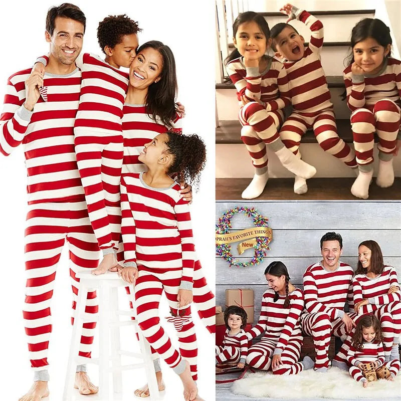 Christmas Pajamas Set Stripped