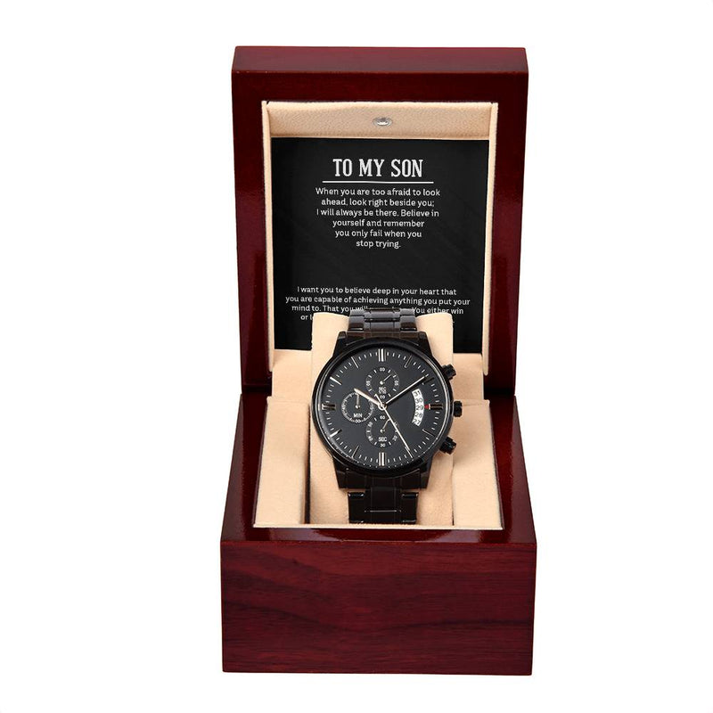 Black Chronograph Watch - For Son