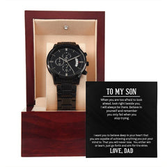 Black Chronograph Watch - For Son