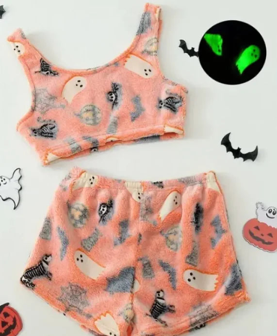 Women's Luminous Halloween Flannel Pajamas