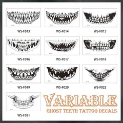 Halloween Ghost Teeth Temporary Tattoo Sticker