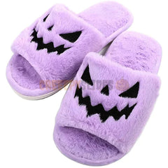 Halloween Spooky Pumpkin Slippers Slides Jack O Lantern Open Toe