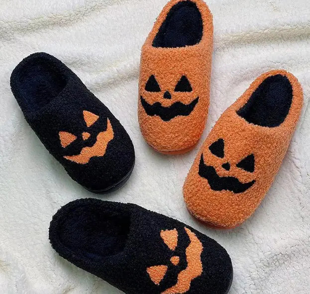 Halloween Pumpkin Jack O Lantern Slippers