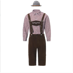 Men’s Oktoberfest German Bavarian Beer Festival Lederhosen Costume Set