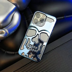 Plating 3D Skeleton Skull Hole Phone Case For iPhones