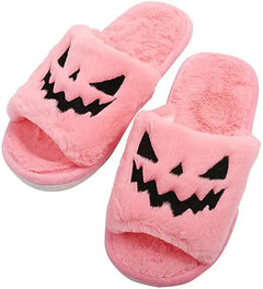 Halloween Spooky Pumpkin Slippers Slides Jack O Lantern Open Toe